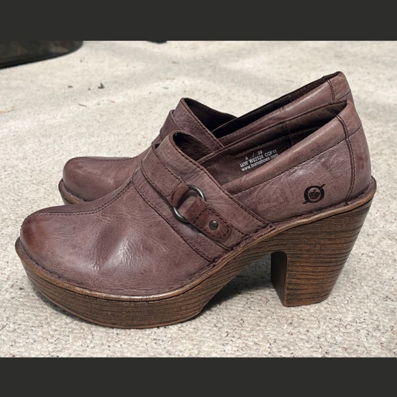 Born Haddon Brown Leather Heal Clog Shoes Hardly Worn Women's Size 8 - Picture 3 of 10
